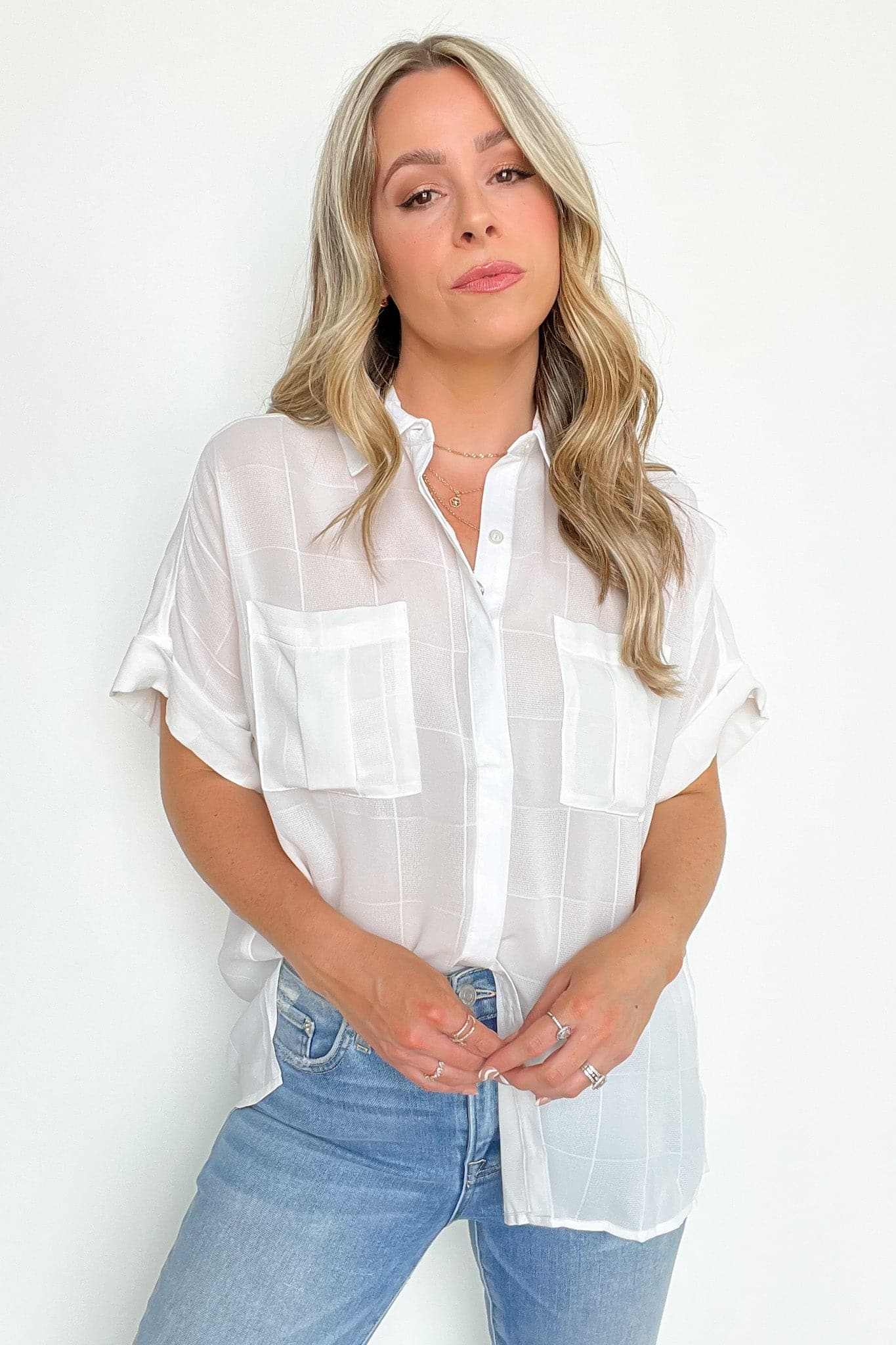  Pierson Short Sleeve Button Down Pocket Top - FINAL SALE - Madison and Mallory