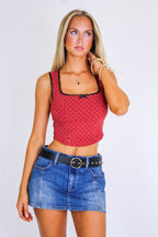 Pinup Dots Contrast Trim Bow Corset Top - Madison and Mallory