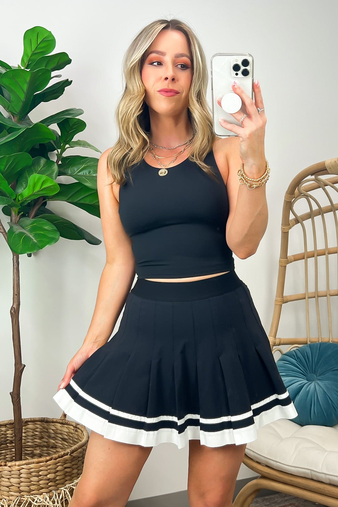  Playing Doubles Stripe Pleated Tennis Skort - FINAL SALE - Madison and Mallory