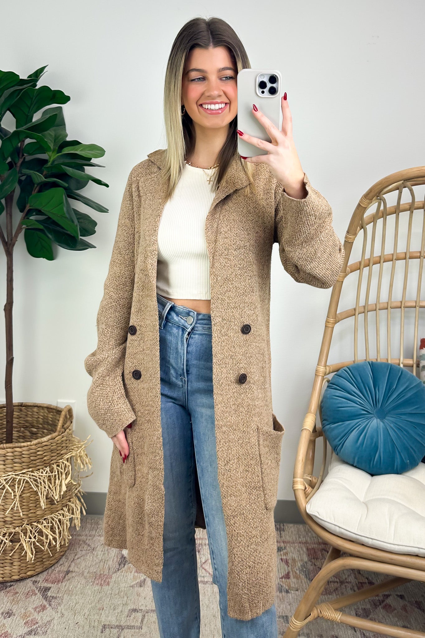  Poised Charm Two Tone Button Coat Cardigan - FINAL SALE - Madison and Mallory