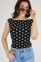 Polished Polka Dot Boat Neck Seamless Top - Madison and Mallory