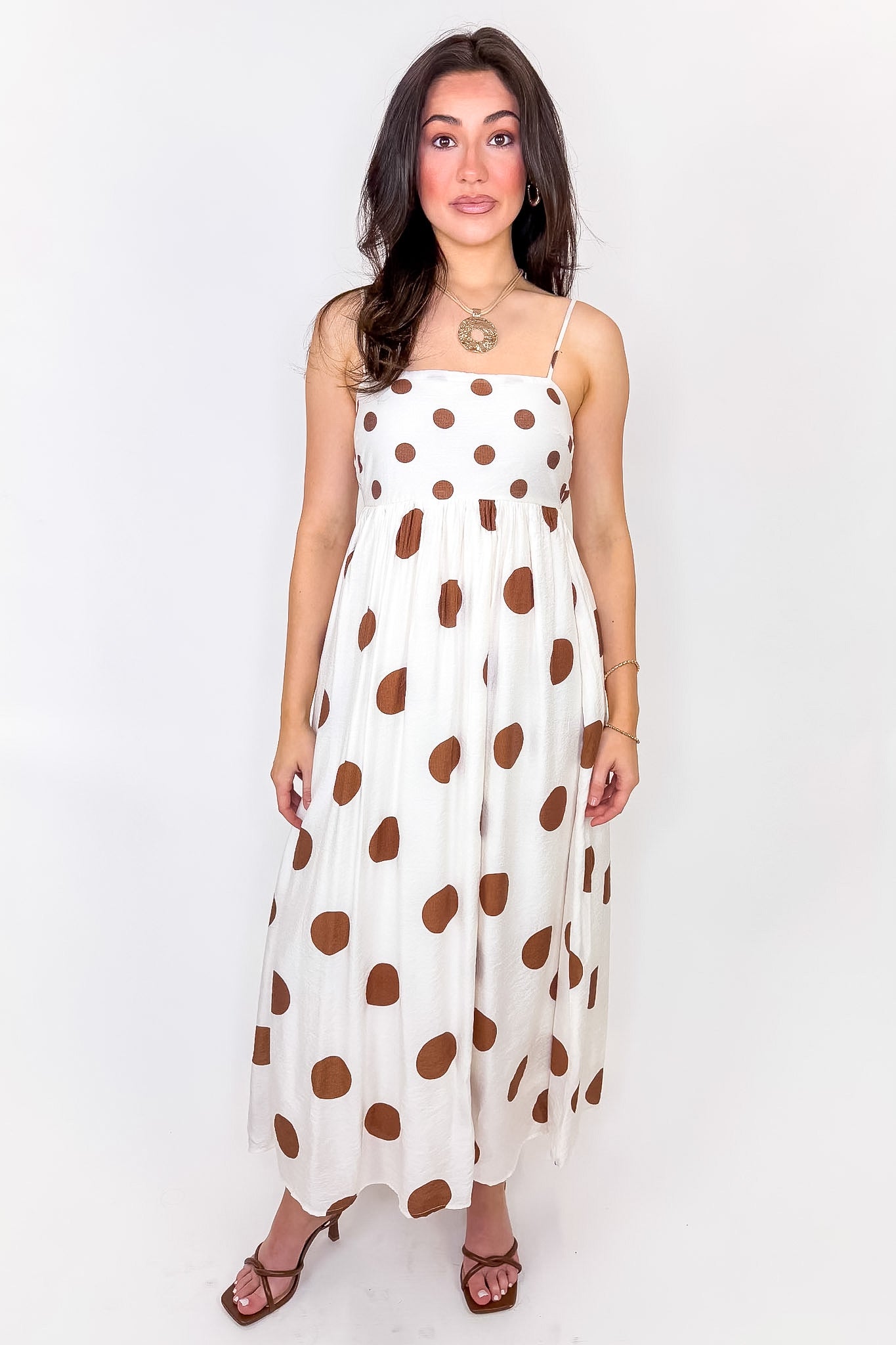 Polka Charm Empire Waist Midi Dress
