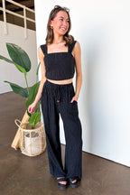 Portofino Striped Linen Smock Waist Pants - Madison and Mallory