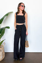 Portofino Striped Linen Smock Waist Pants - Madison and Mallory
