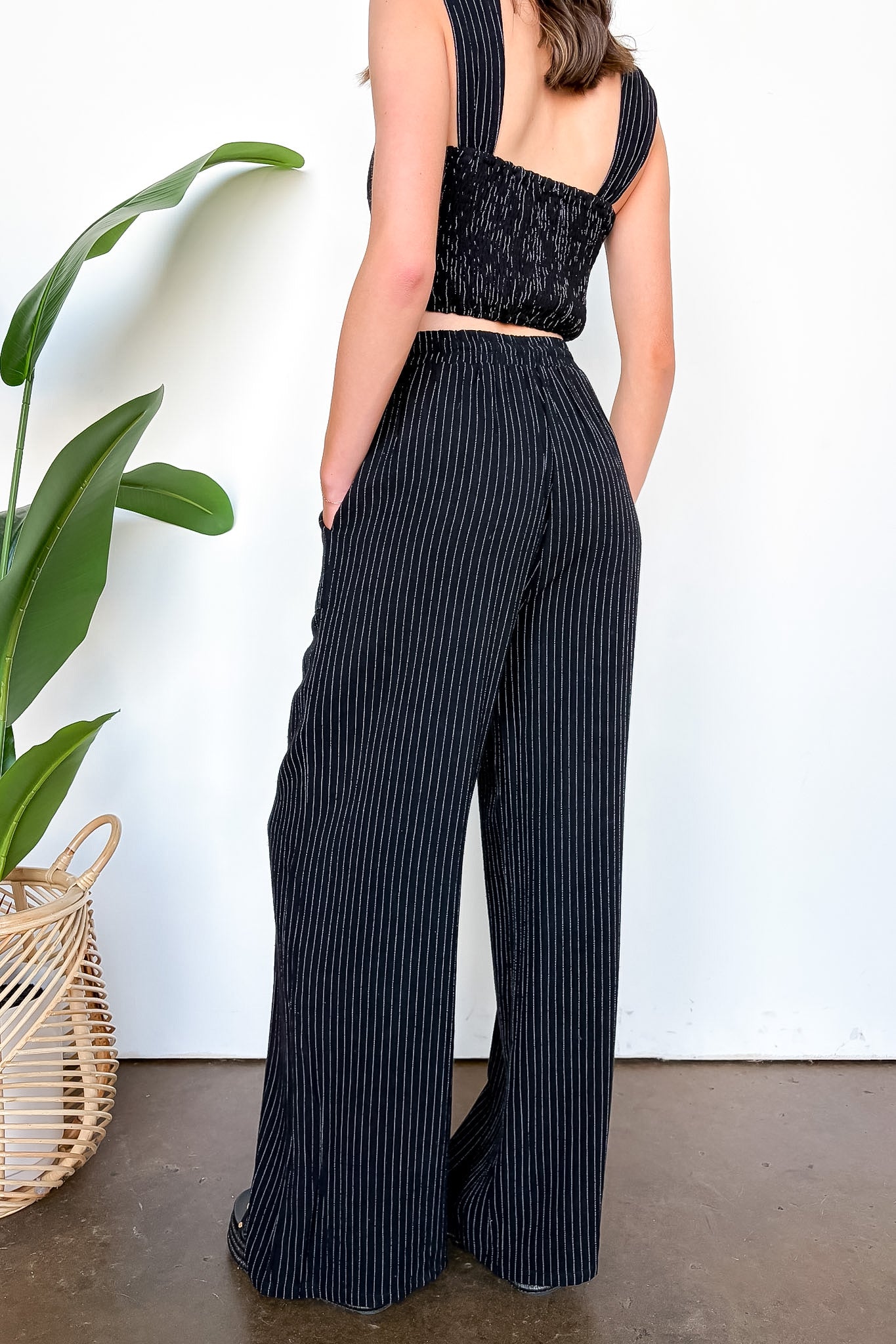 Portofino Striped Linen Smock Waist Pants - Madison and Mallory