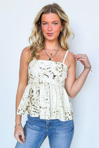 Posh Pulse Abstract Print Peplum Tank Top - FINAL SALE - Madison and Mallory