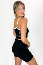 Powerline Contrast Sports Bra With Shorts Set - FINAL SALE - Madison and Mallory