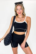 S / Black Powerline Contrast Sports Bra With Shorts Set - FINAL SALE - Madison and Mallory