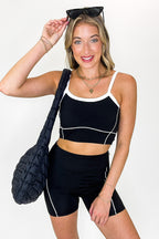 Powerline Contrast Sports Bra With Shorts Set - FINAL SALE - Madison and Mallory