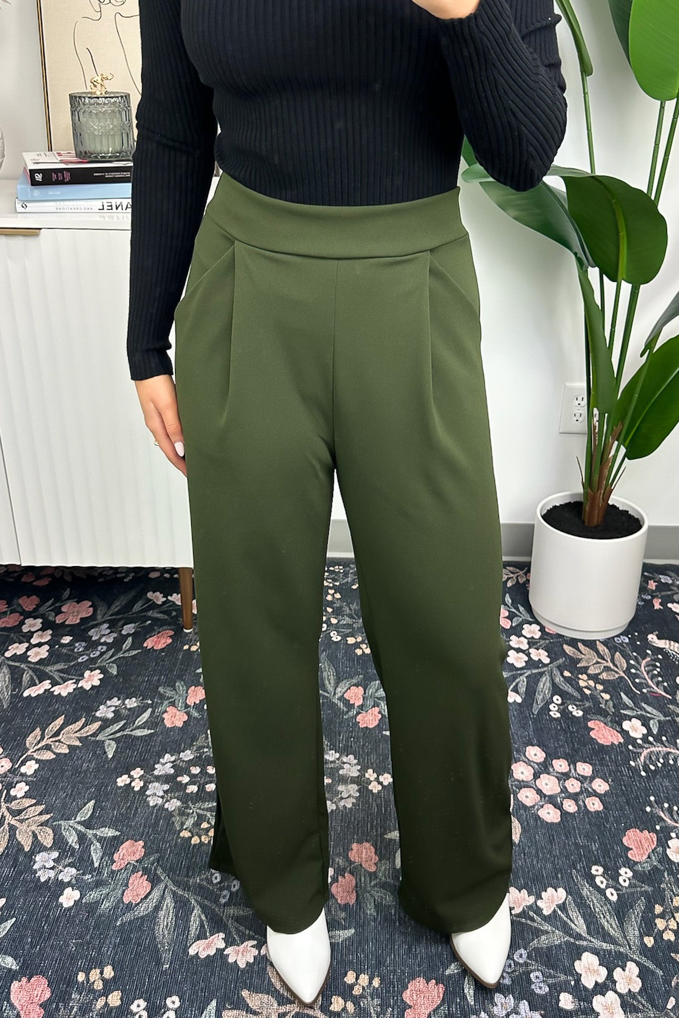 Olive / S Practical Perfection High Waist Wide Leg Pants - Madison and Mallory