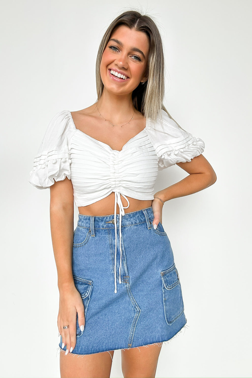 Precious Disposition Puff Sleeve Ruched Top - FINAL SALE - Madison and Mallory