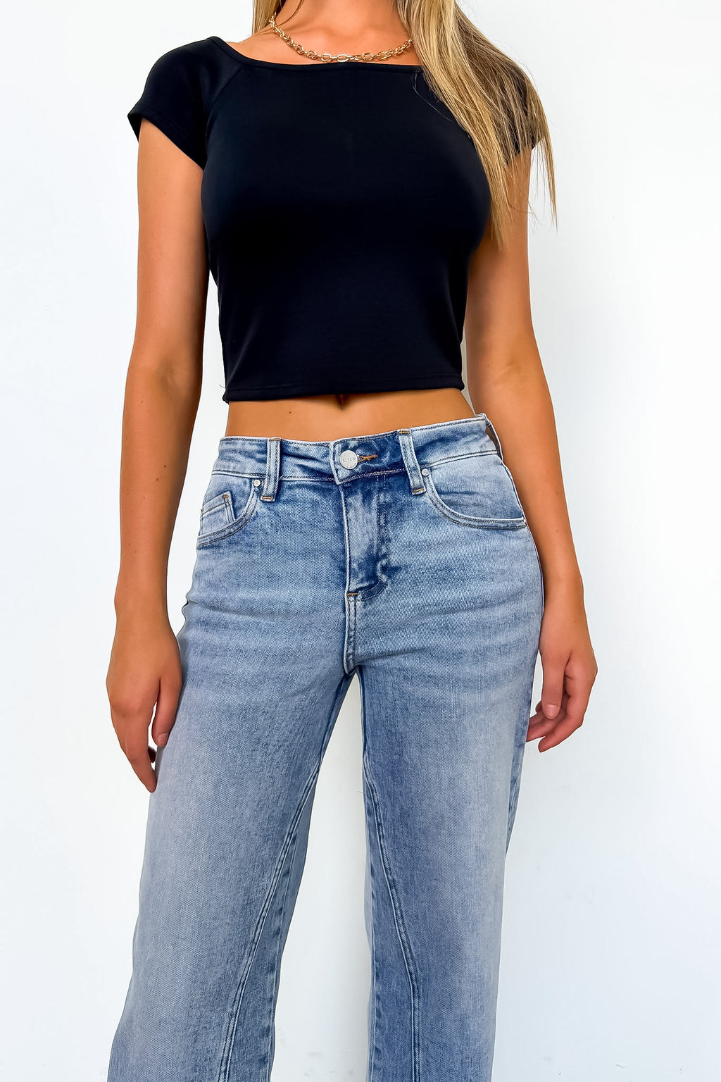 Precision Seam Mid Rise Ankle Straight Jeans - Madison and Mallory