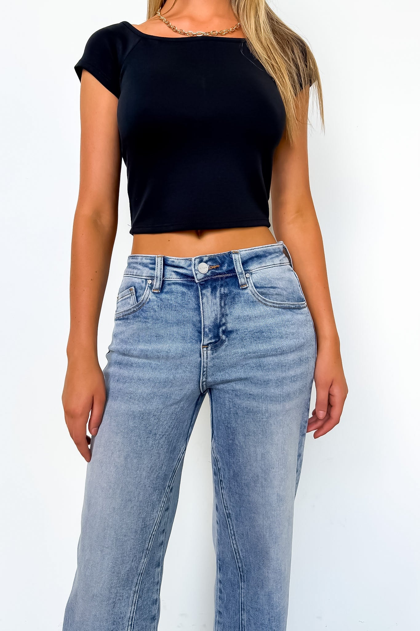 Precision Seam Mid Rise Ankle Straight Jeans