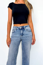 Precision Seam Mid Rise Ankle Straight Jeans - Madison and Mallory