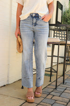 1 / Medium Precision Seam Mid Rise Ankle Straight Jeans - Madison and Mallory