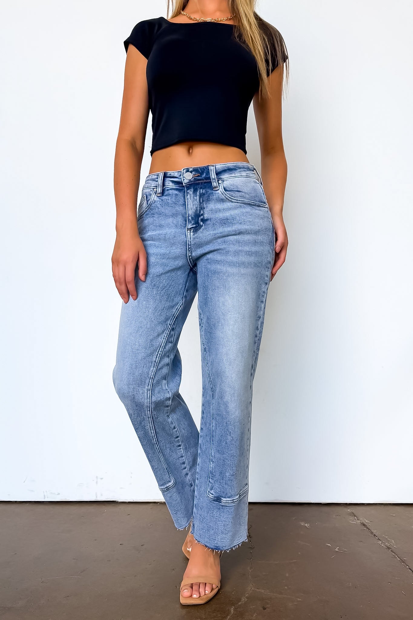 Precision Seam Mid Rise Ankle Straight Jeans