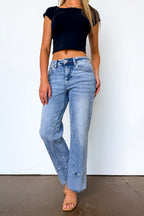 Precision Seam Mid Rise Ankle Straight Jeans - Madison and Mallory