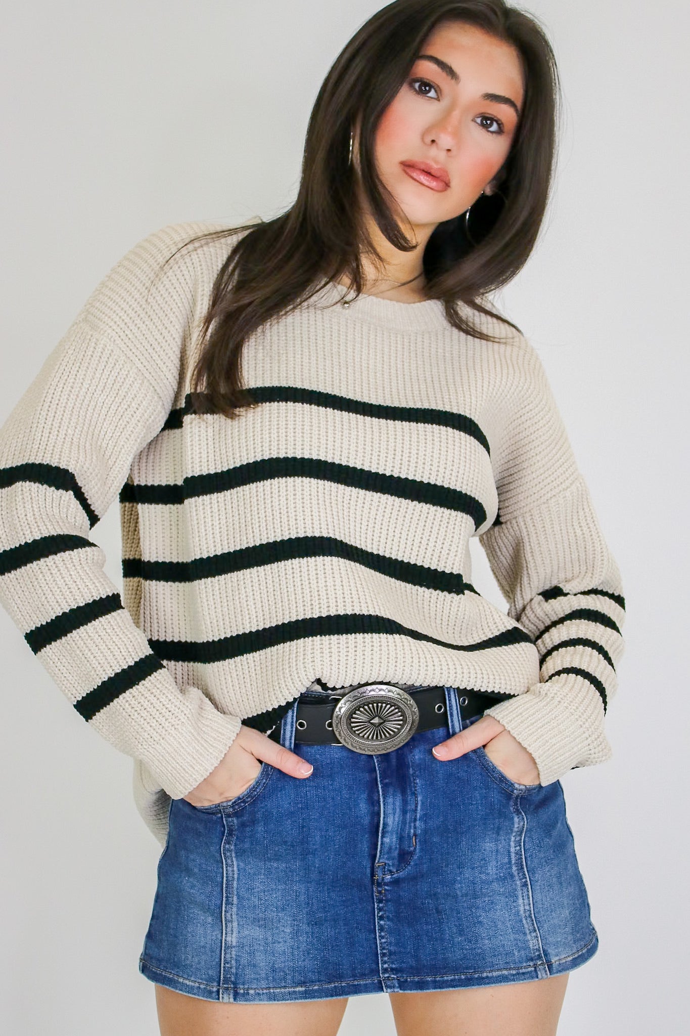 Prep Line Relaxed Fit Ribbed Knit Striped Sweater - Madison and Mallory