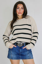 Prep Line Relaxed Fit Ribbed Knit Striped Sweater - Madison and Mallory