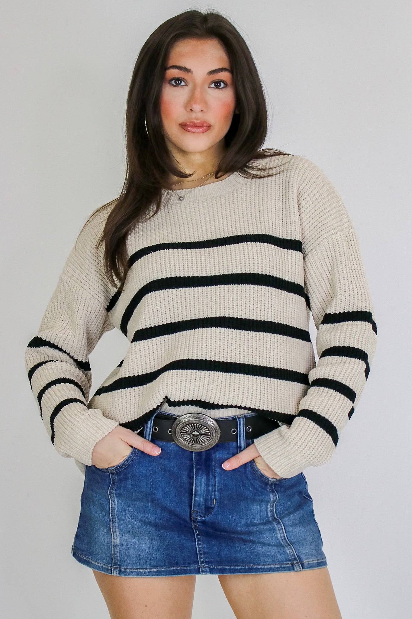 Prep Line Relaxed Fit Ribbed Knit Striped Sweater - Madison and Mallory