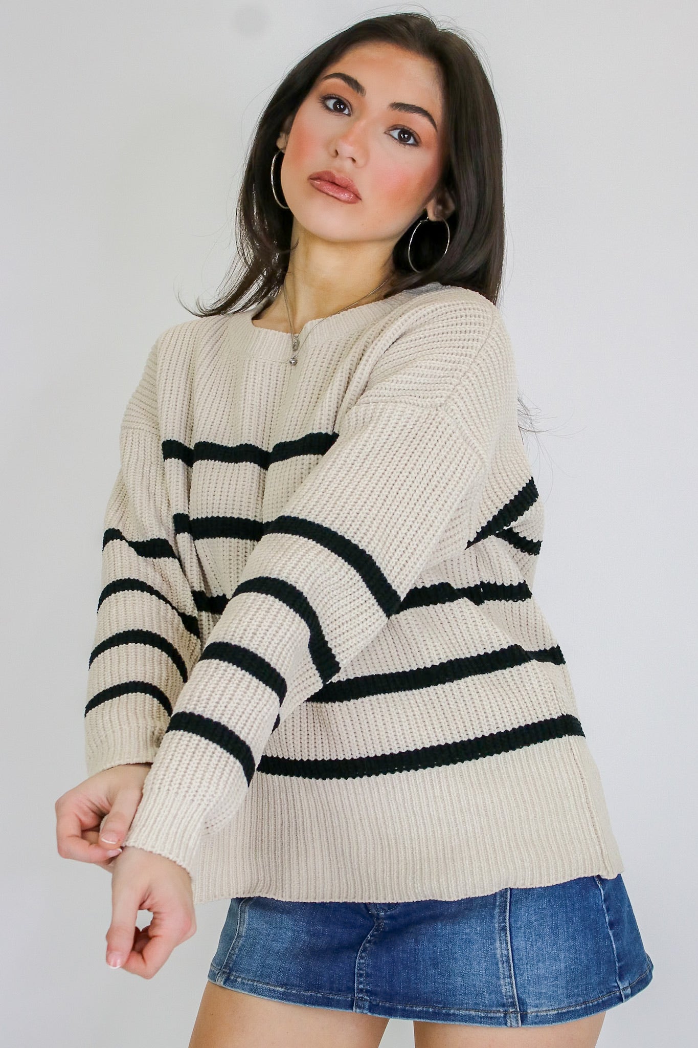 Prep Line Relaxed Fit Ribbed Knit Striped Sweater - Madison and Mallory
