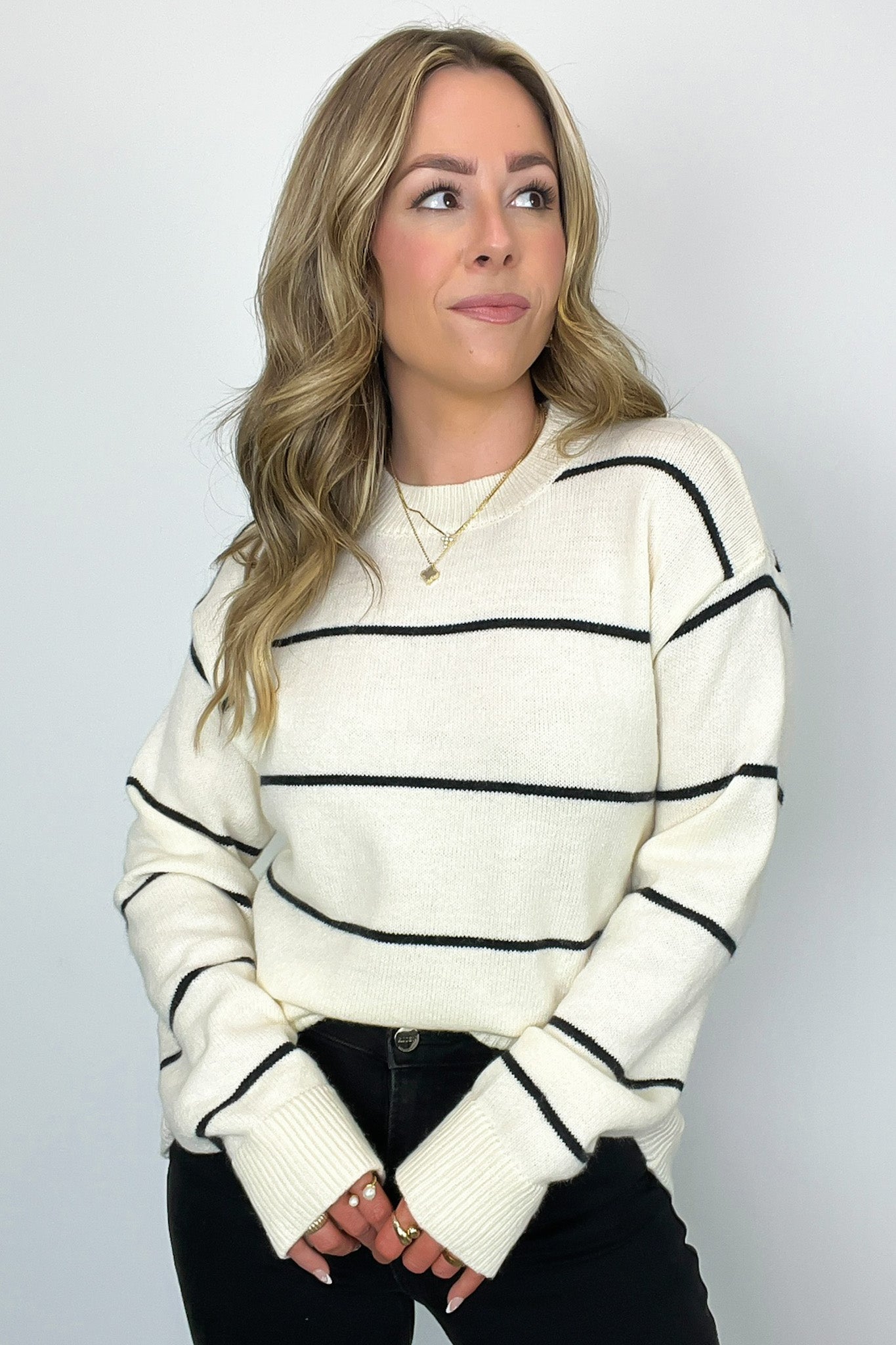  Presley Relaxed Fit Striped Sweater - Madison and Mallory