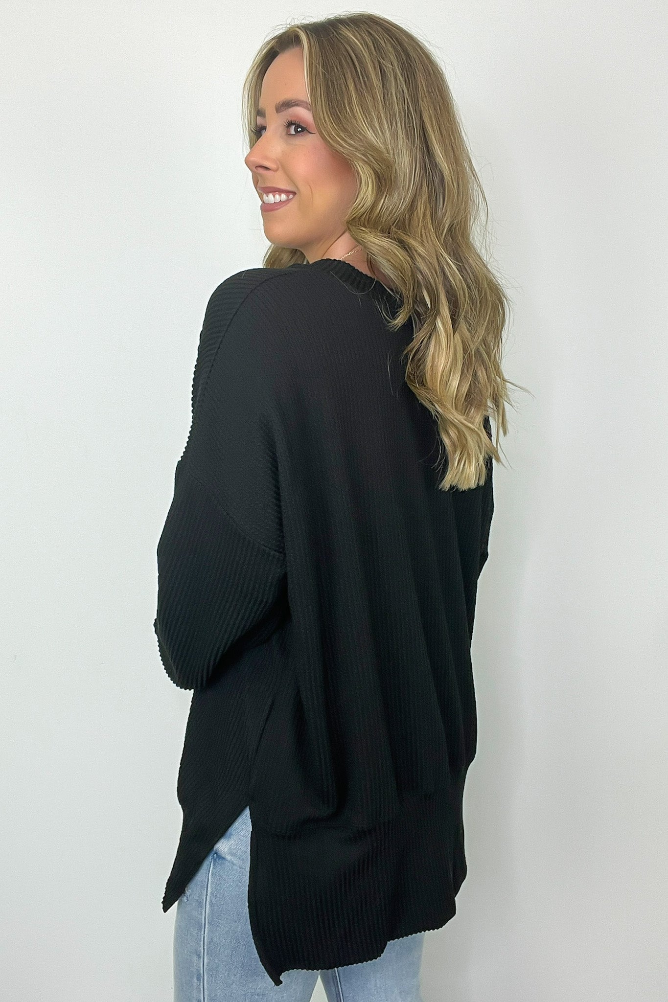  Pressley Rib Knit Side Slit Pullover - BACK IN STOCK - Madison and Mallory