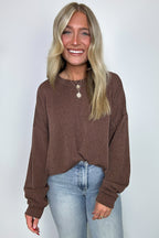  Pressley Rib Knit Side Slit Pullover - BACK IN STOCK - Madison and Mallory