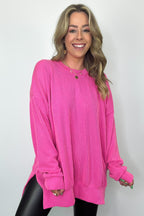  Pressley Rib Knit Side Slit Pullover - BACK IN STOCK - Madison and Mallory