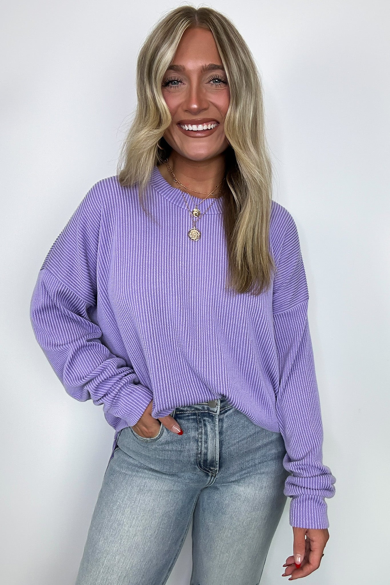  Pressley Rib Knit Side Slit Pullover - BACK IN STOCK - Madison and Mallory