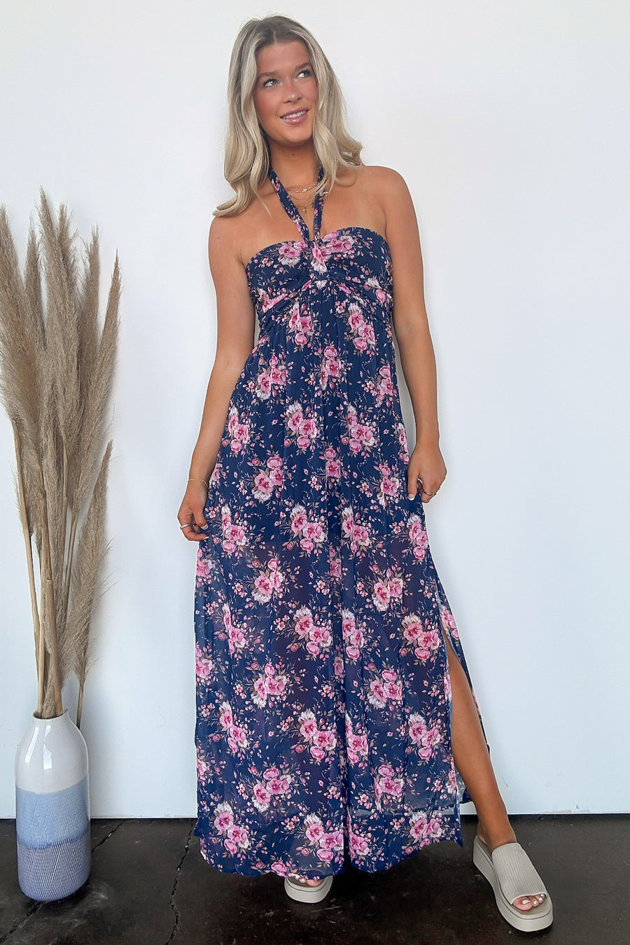  Pretty Demeanor Floral Halter Maxi Dress -BACK IN STOCK - Madison and Mallory