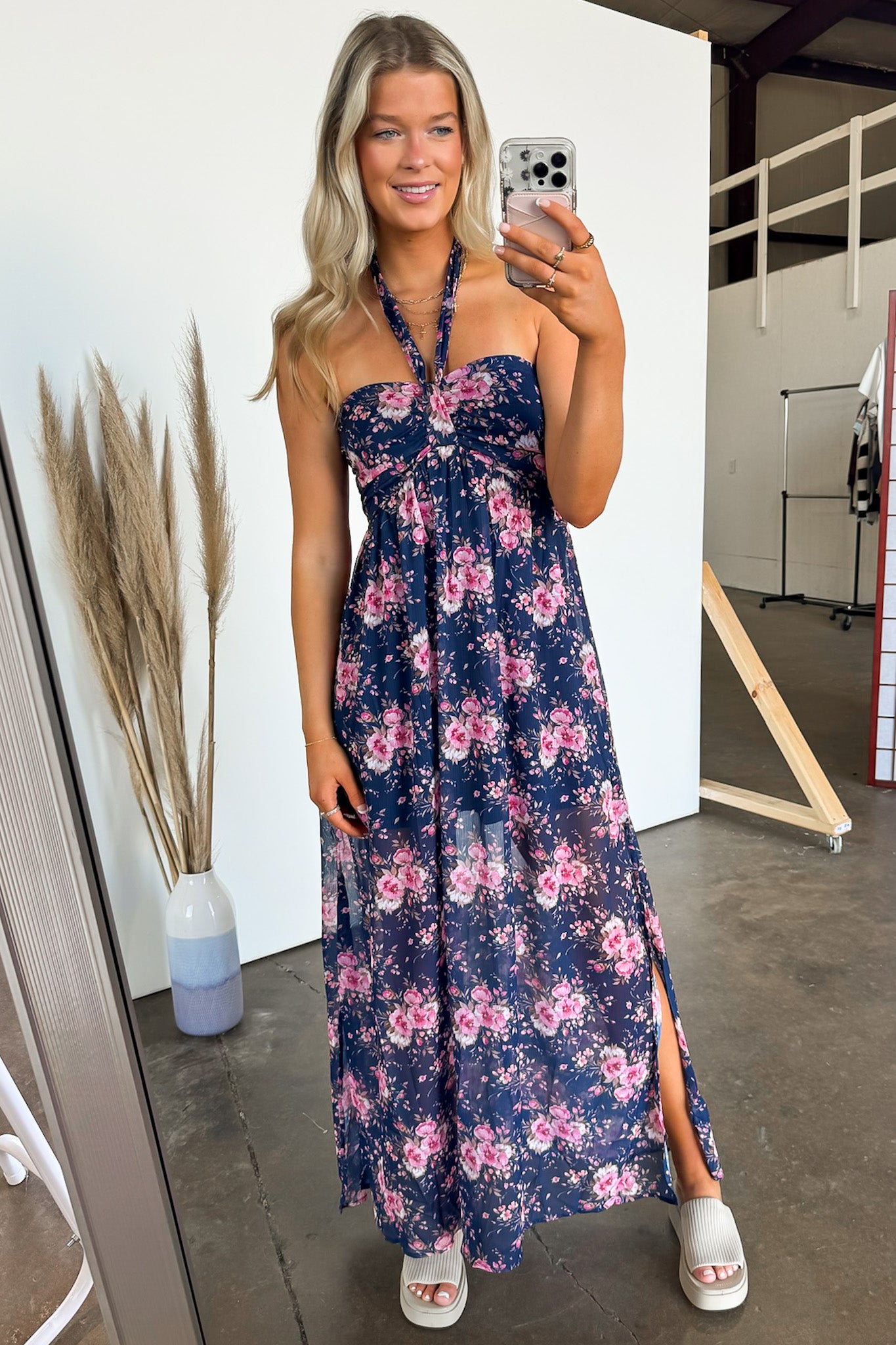  Pretty Demeanor Floral Halter Maxi Dress - FINAL SALE - Madison and Mallory