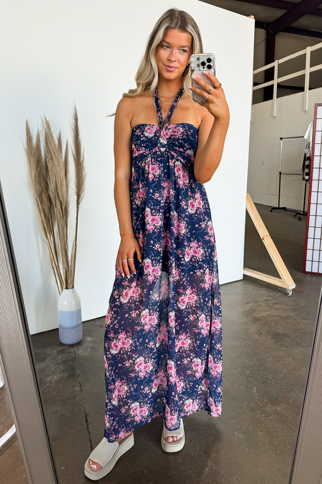  Pretty Demeanor Floral Halter Maxi Dress - FINAL SALE - Madison and Mallory