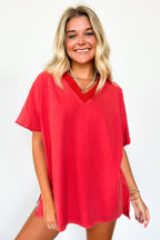 Pretty Potential V-Neck Oversized Top - FINAL SALE - Madison and Mallory