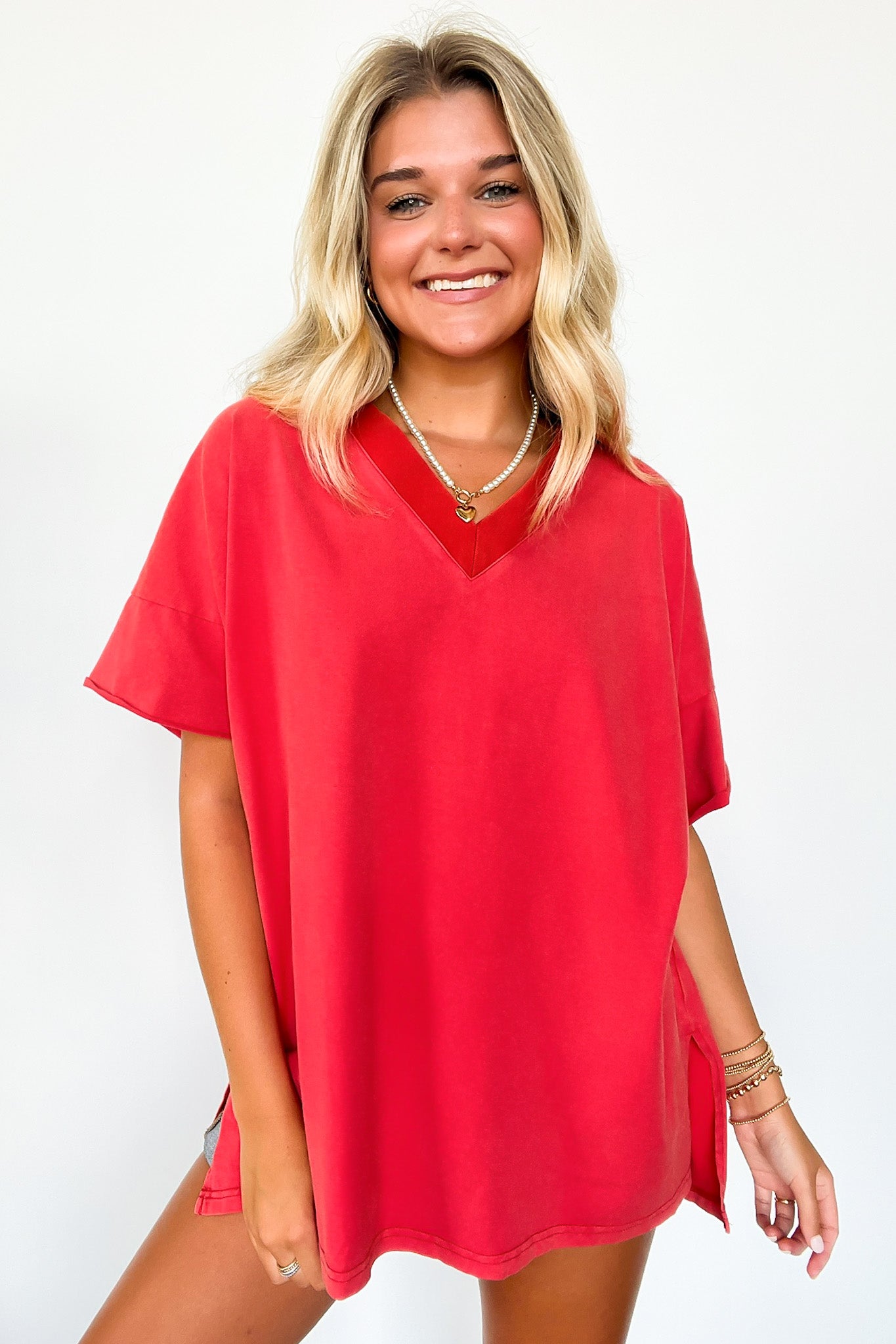 Pretty Potential V-Neck Oversized Top - FINAL SALE - Madison and Mallory