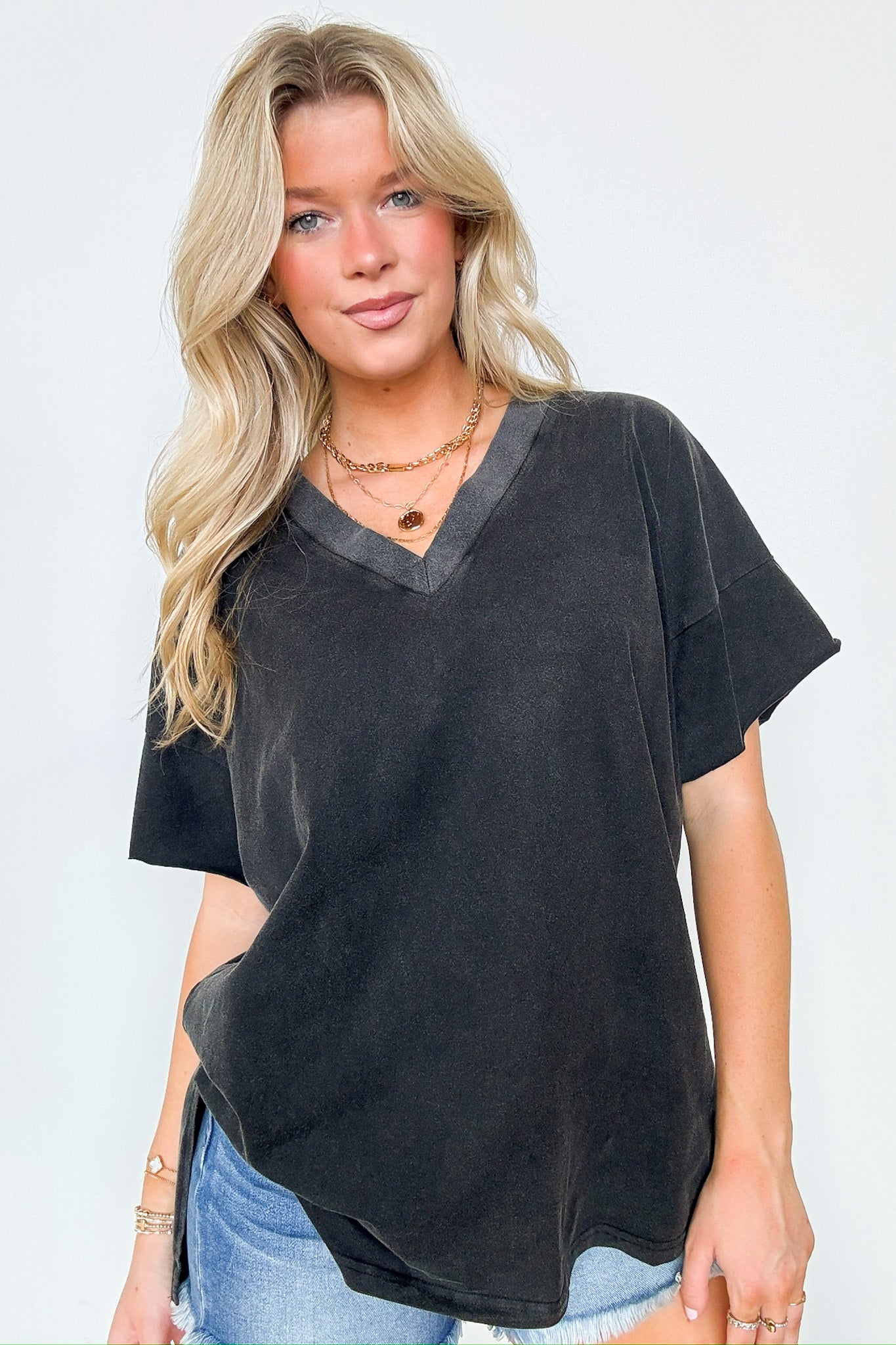  Pretty Potential V-Neck Oversized Top - BACK IN STOCK - Madison and Mallory