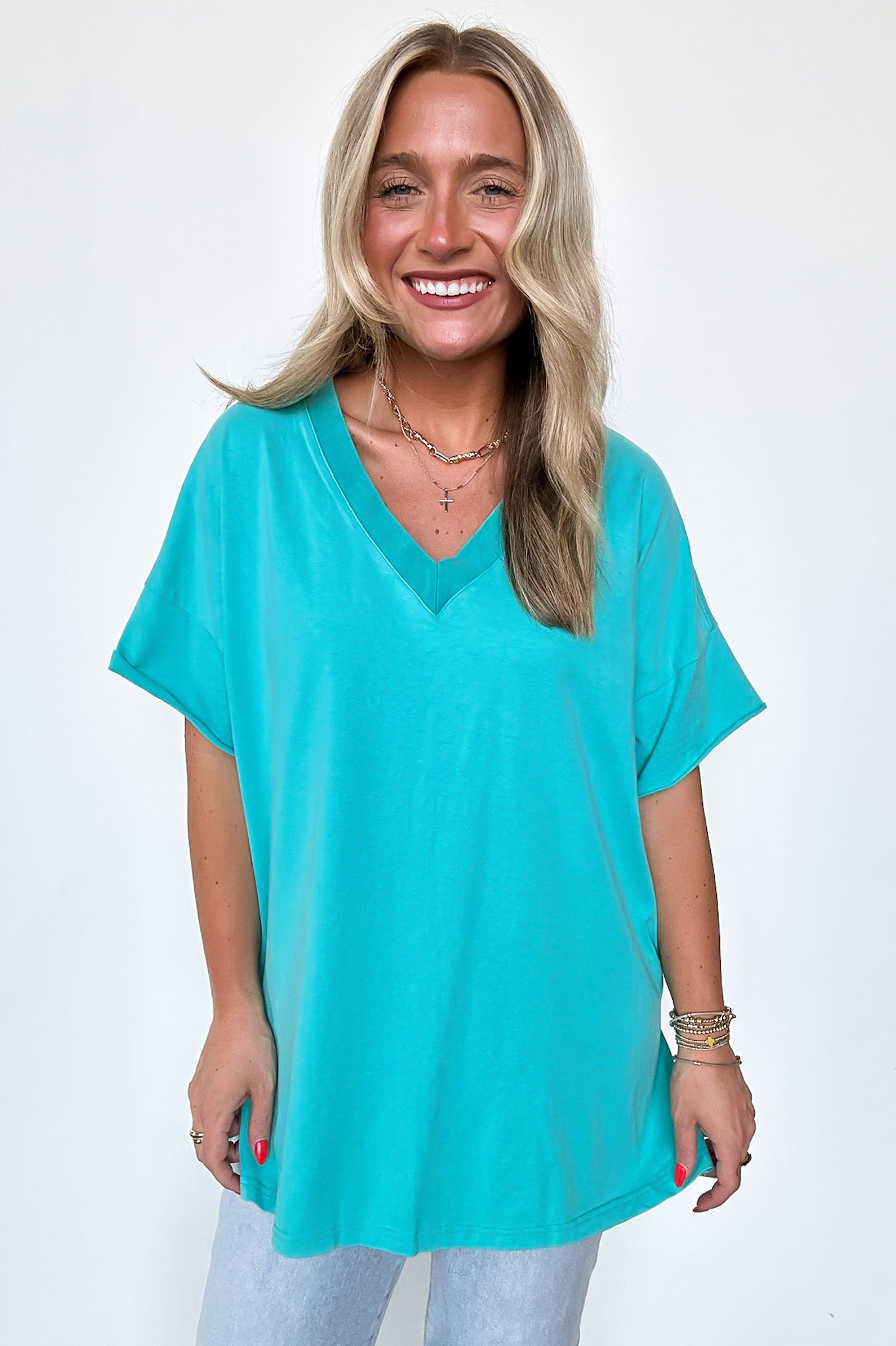  Pretty Potential V-Neck Oversized Top - BACK IN STOCK - Madison and Mallory