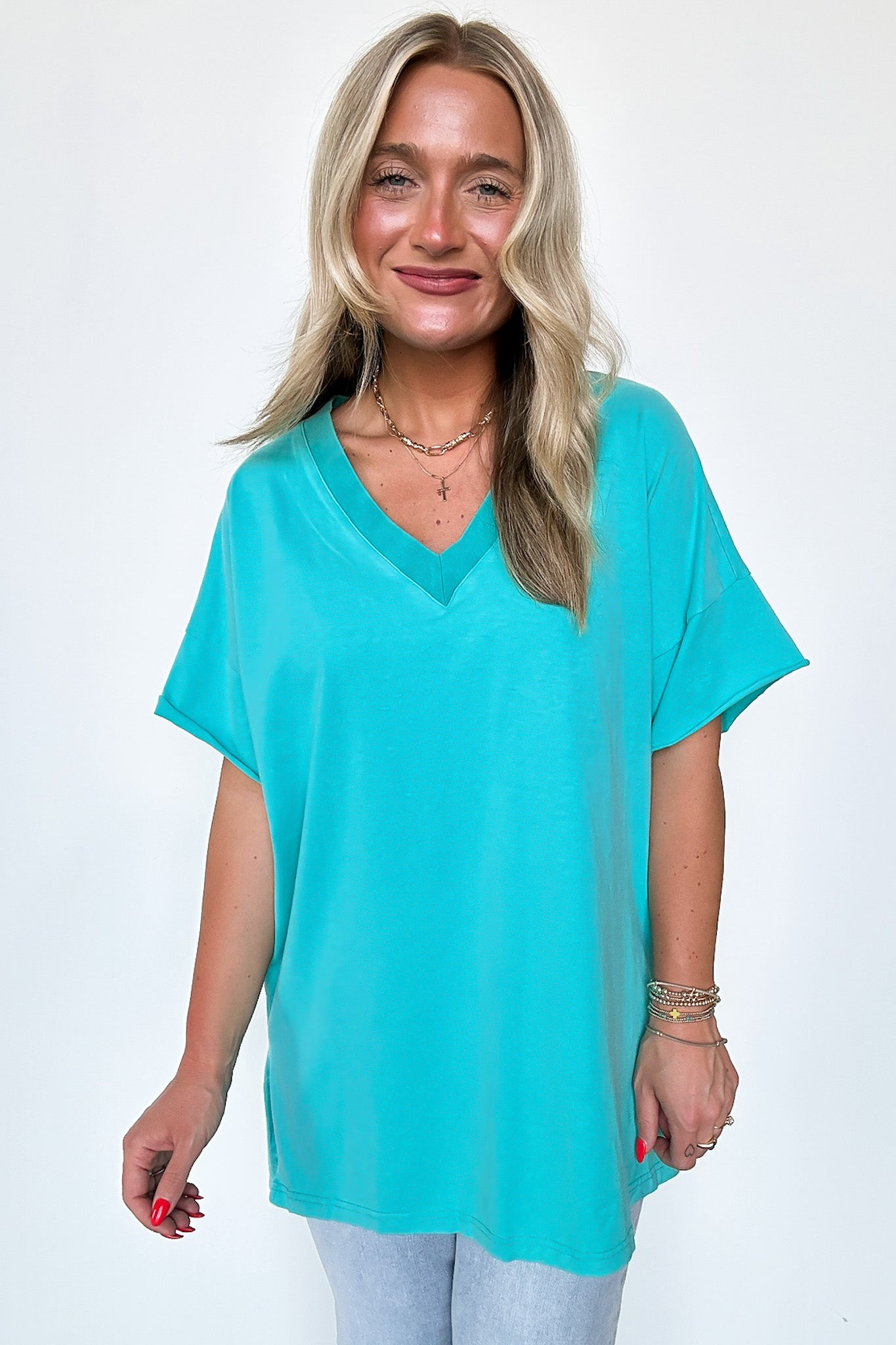  Pretty Potential V-Neck Oversized Top - BACK IN STOCK - Madison and Mallory