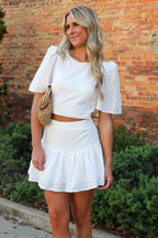 Pretty Era Eyelet Flowy Top and Skirt Set - Madison and Mallory