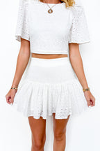 Pretty Era Eyelet Flowy Top and Skirt Set - Madison and Mallory