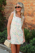 S / Cream Pretty Garden Square Neck Floral Dress - Madison and Mallory