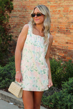 S / Cream Pretty Garden Square Neck Floral Dress - Madison and Mallory