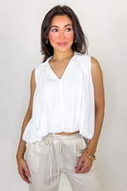 Off White / S Pretty Puff Bubble Hem Top - Madison and Mallory
