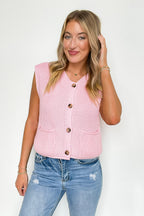 Pretty in Prep Button Down Pocket Knit Vest - FINAL SALE - Madison and Mallory