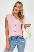 Pretty in Prep Button Down Pocket Knit Vest - FINAL SALE - Madison and Mallory