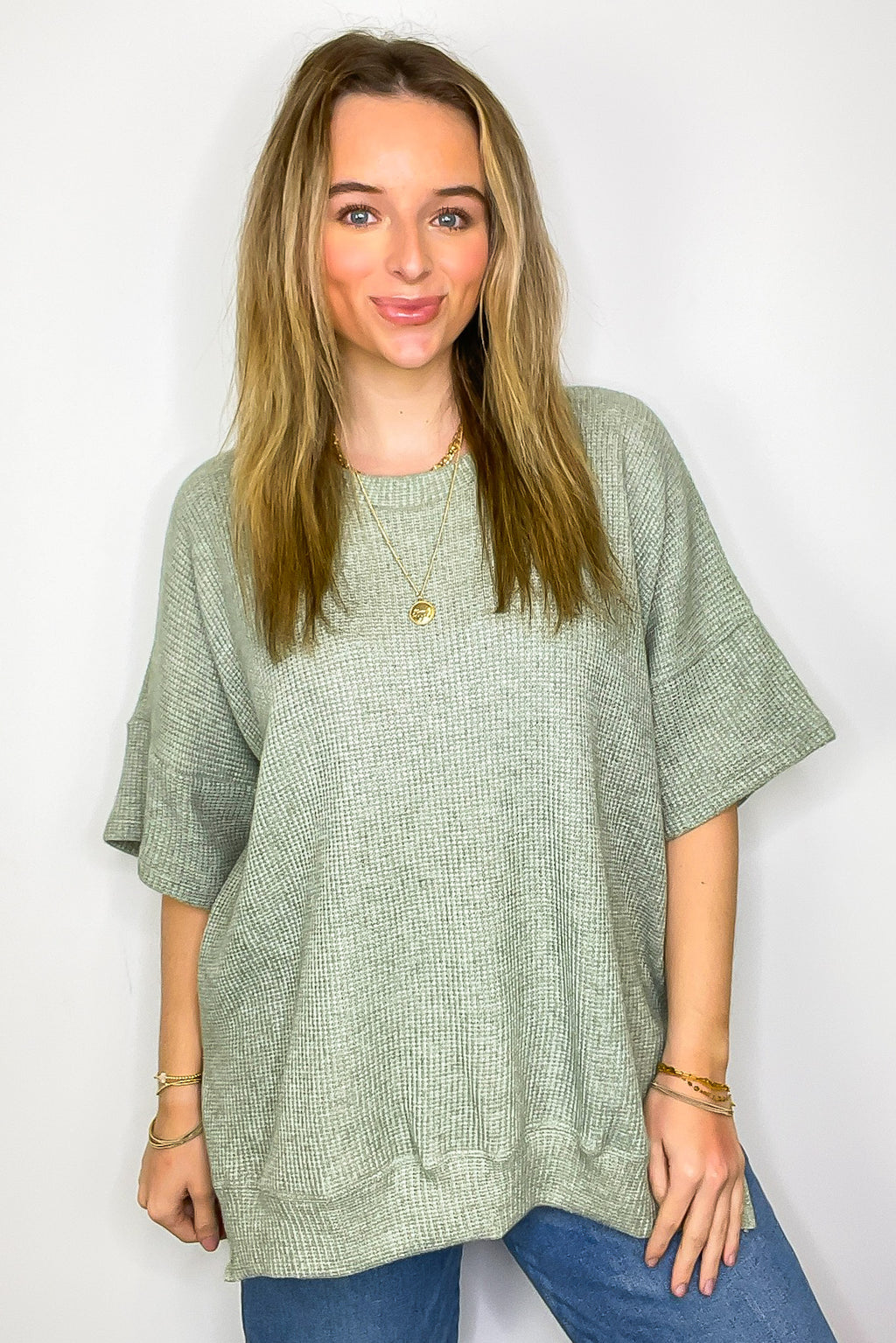 Priscilla Waffle Knit Oversized Top - BACK IN STOCK - Madison and Mallory