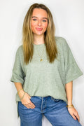 Sage / SM Priscilla Waffle Knit Oversized Top - Madison and Mallory