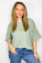 Sage / SM Priscilla Waffle Knit Oversized Top - Madison and Mallory