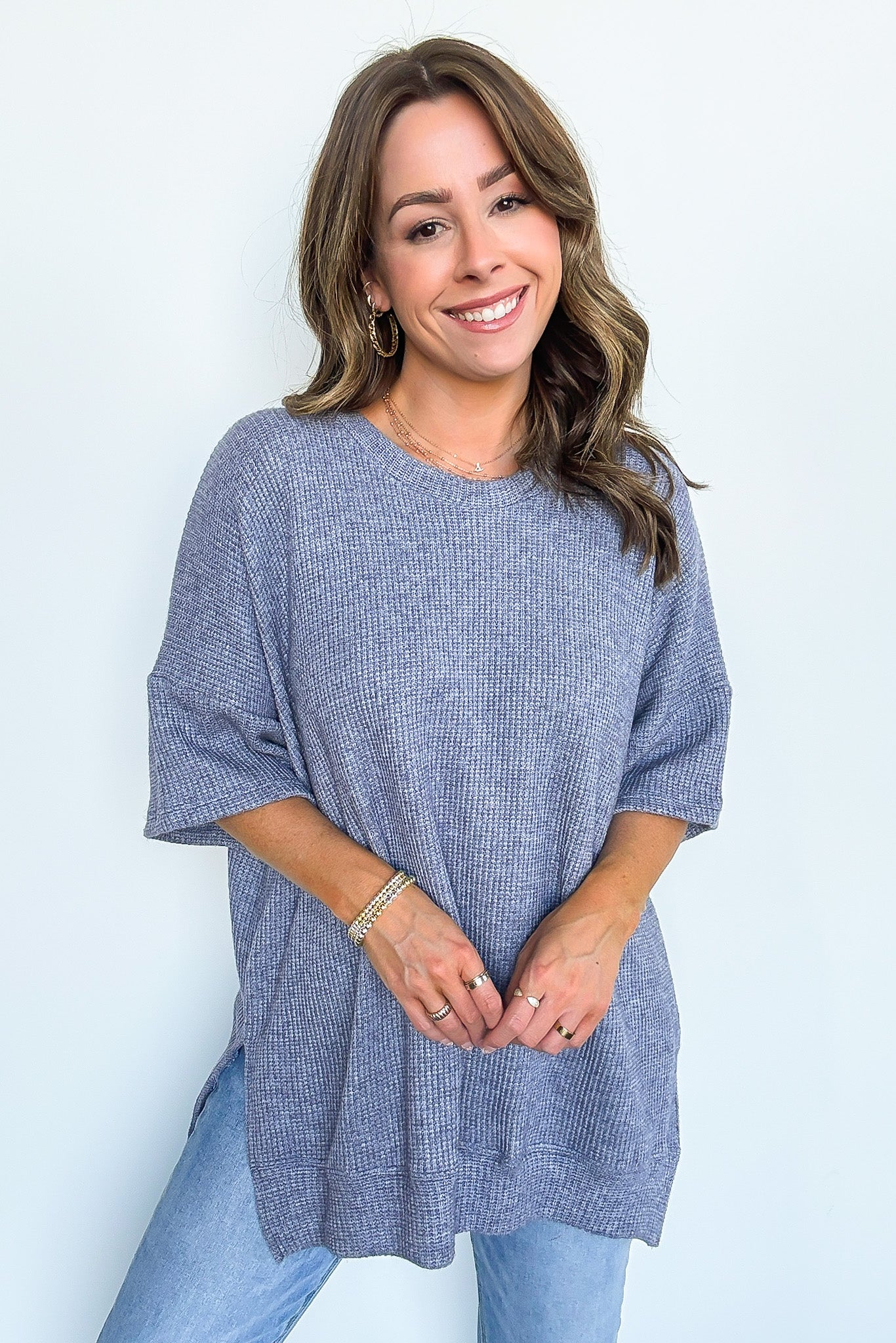 Priscilla Waffle Knit Oversized Top - BACK IN STOCK - Madison and Mallory