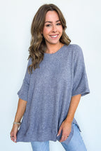 Priscilla Waffle Knit Oversized Top - BACK IN STOCK - Madison and Mallory